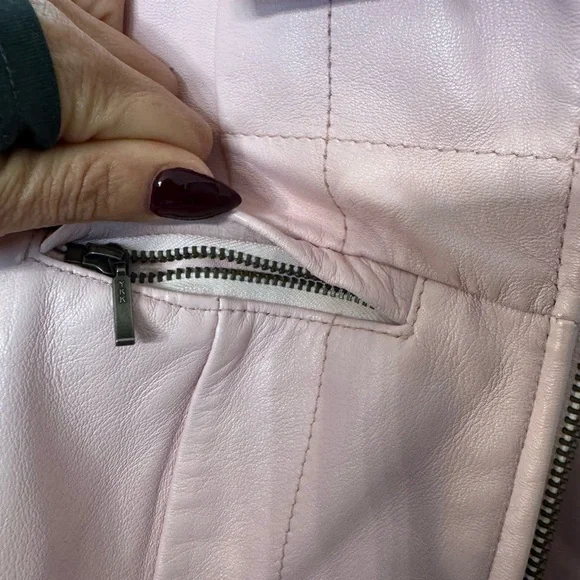 Alfani Blush Pink Leather Zip-Front Jacket Y2K Piece - Picture 5 of 13
